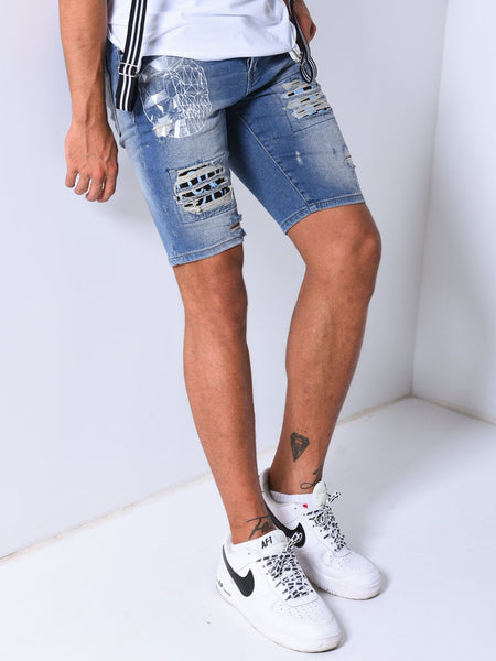 Ripped&Repaired Denim Shorts 4527