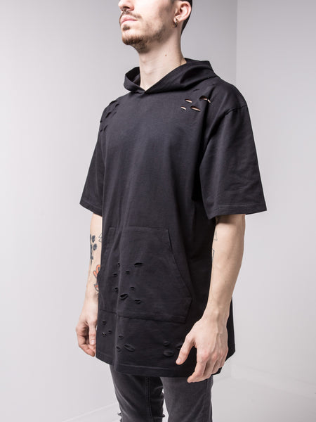 Hooded Ripped T-shirt Cangaroo Pocket 4646