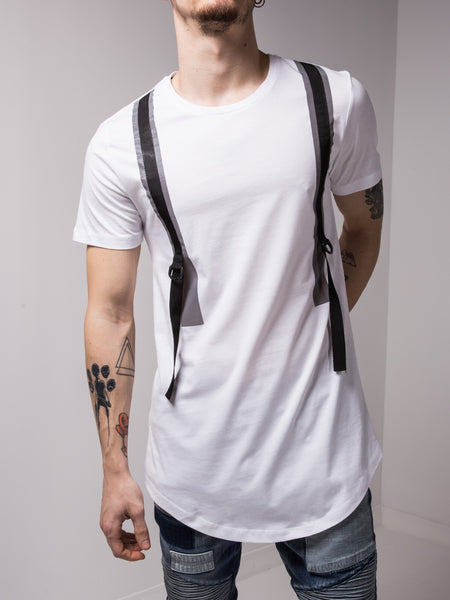 Back and Forth Strap Detail White T-shirt 4653