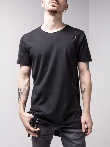 Ripped Longtail Black T-shirt 4658