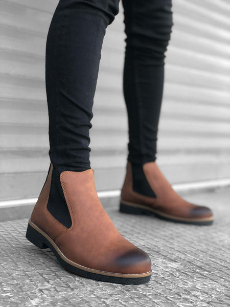 BA0058 Chelsea Lace-up Elastic Toe Teddy Men's Half Ankle Boots