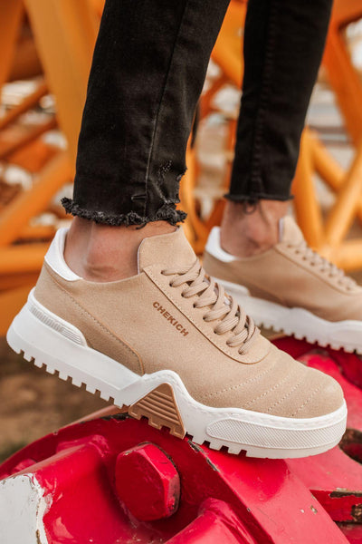 STM Sneakers CH037 Men's Suede Beige Casual Sneaker Sports Shoes