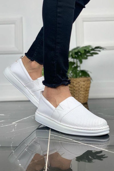 STM Sneakers CH091 Men's Full White Leather Casual Sports Shoes