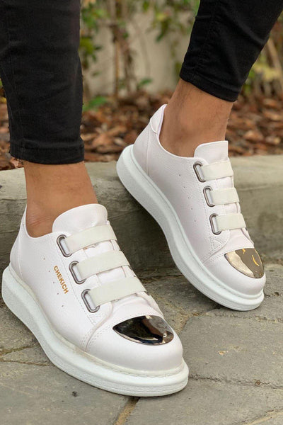 STM Sneakers CH251 Unisex Full White-New Trend Shiny Accessory Casual Sneaker Sports Shoes