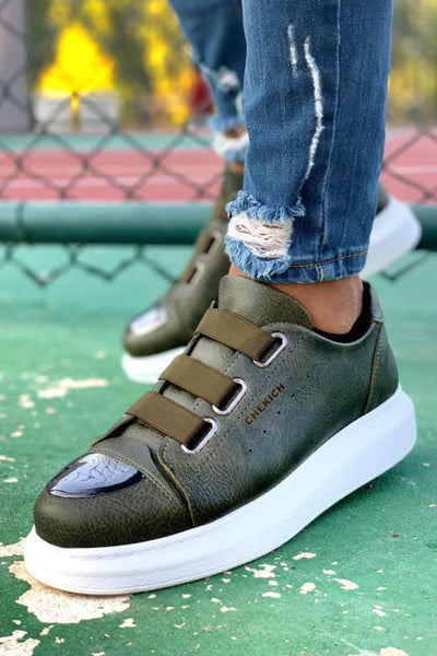 STM Sneakers CH251 Unisex Khaki-New Trend Shiny Accessory Casual Sneaker Sports Shoes