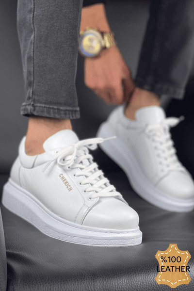 STM Sneakers CH257 WS Real Leather Men Shoes WHITE