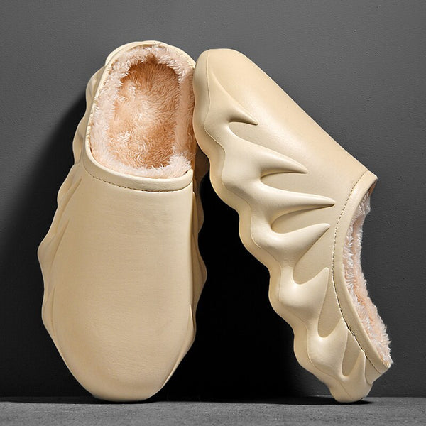 Flame Inspired Winter Slides With Warm Cotton Slippers For Men Women